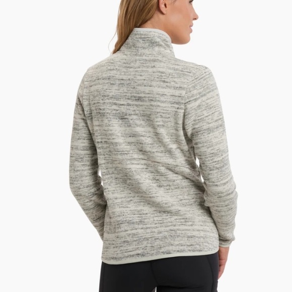 Kuhl Women’s Alaska Quarter-Zip Pullover, Faux Shearling Trim, Gray/Cream, Sz L - Picture 16 of 16